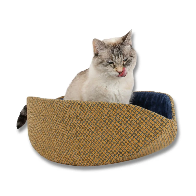 The Cat Canoe - Dark Yellow and Blue Grid