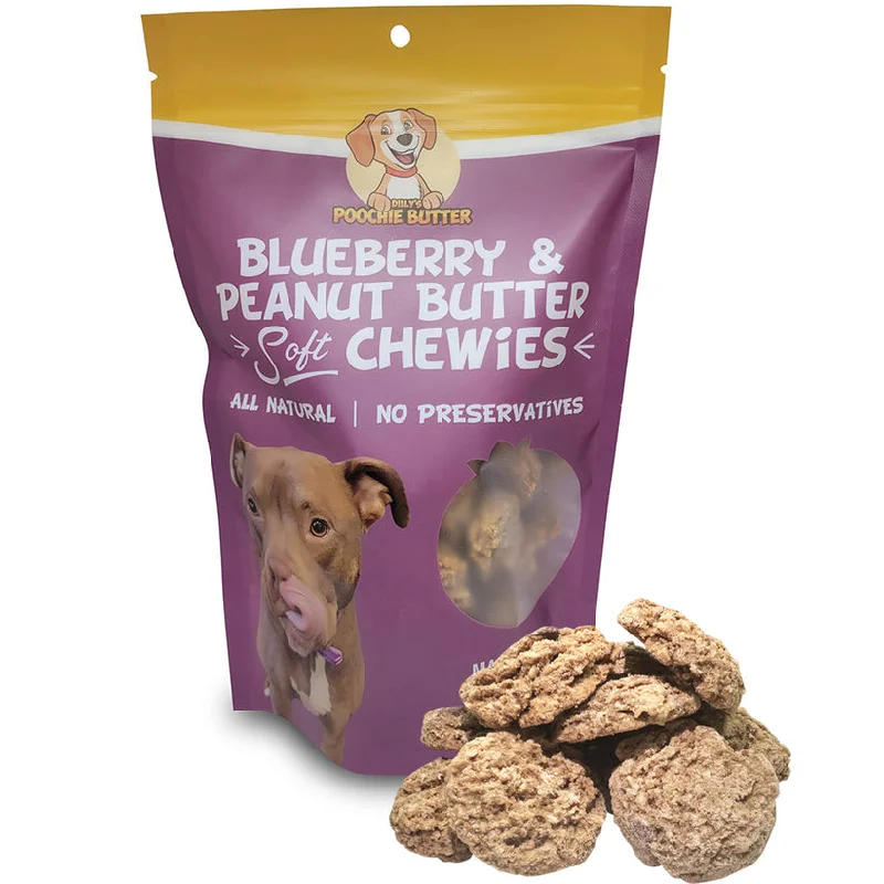 Poochie Butter Peanut Butter & Blueberry Soft Chewies Dog Treats