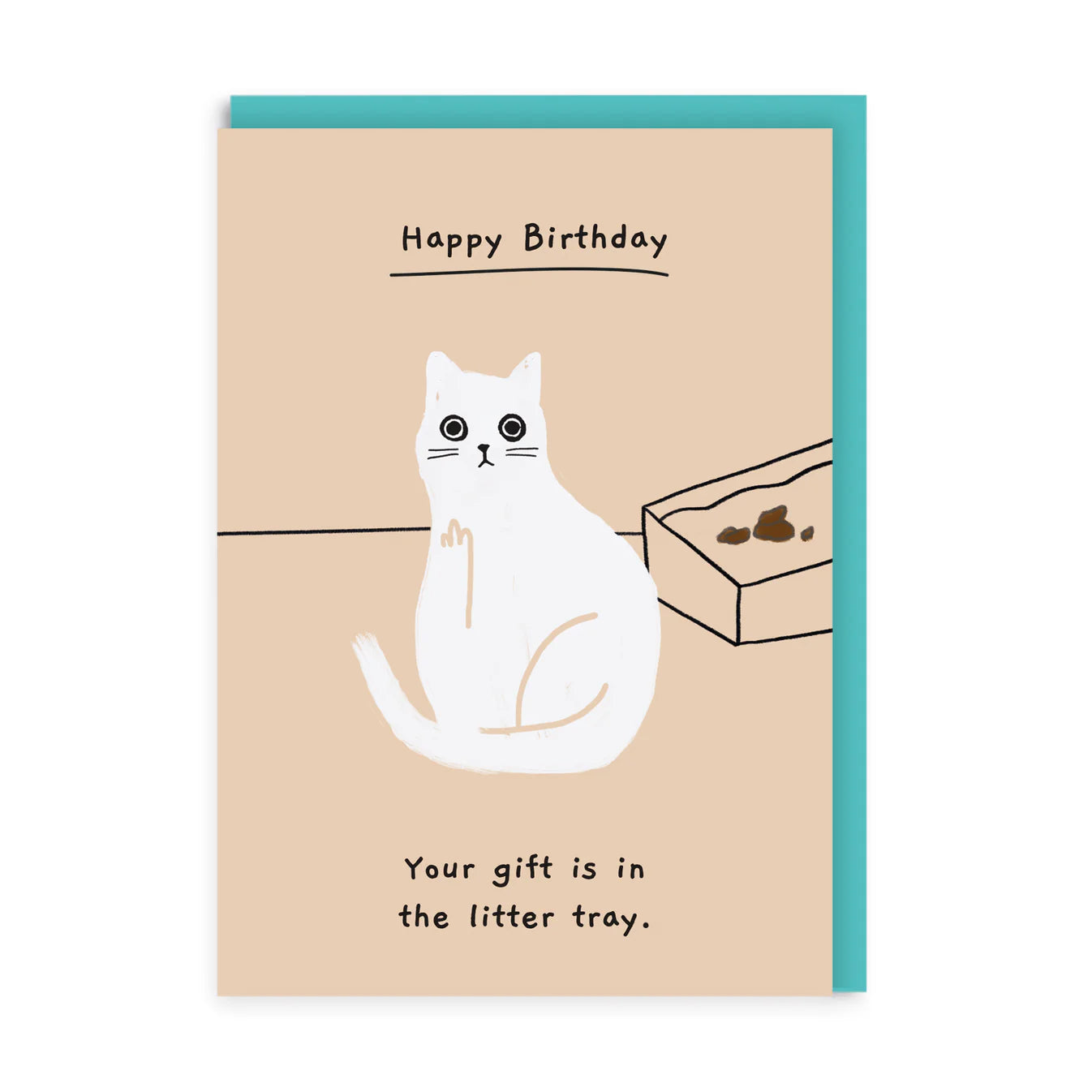 Gift Is In The Litter Tray Birthday Card