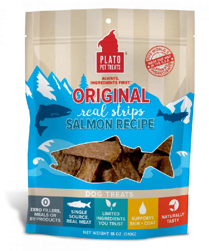 Plato All Natural Salmon Strips Dog Treats