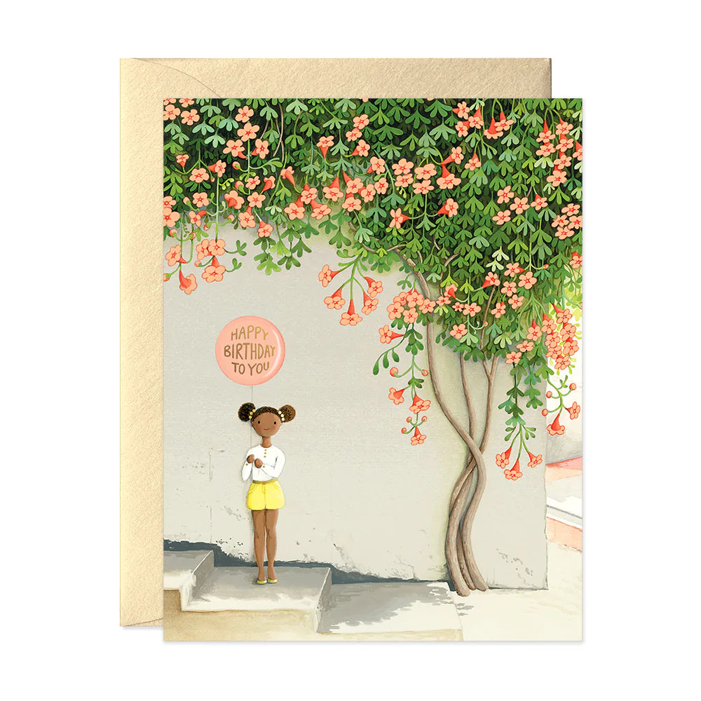 Girl Under Vine Birthday Card