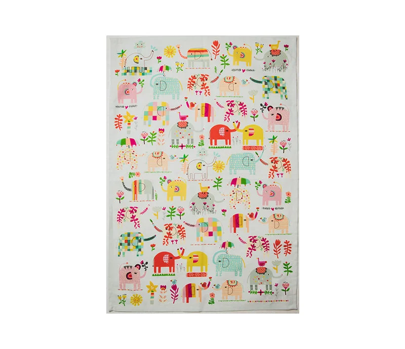 Elephant Garden Tea Towel