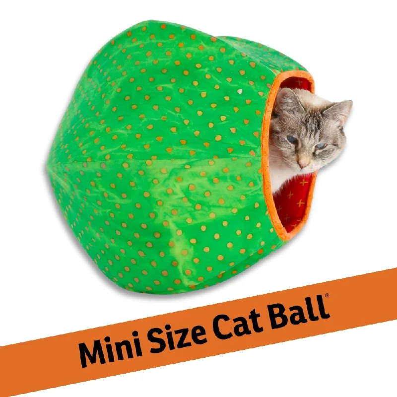 Mini Cat Ball - Green Orange Batik Polka Dots