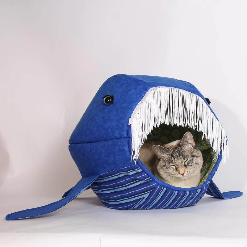 Blue Whale Cat Ball® with bold stripes