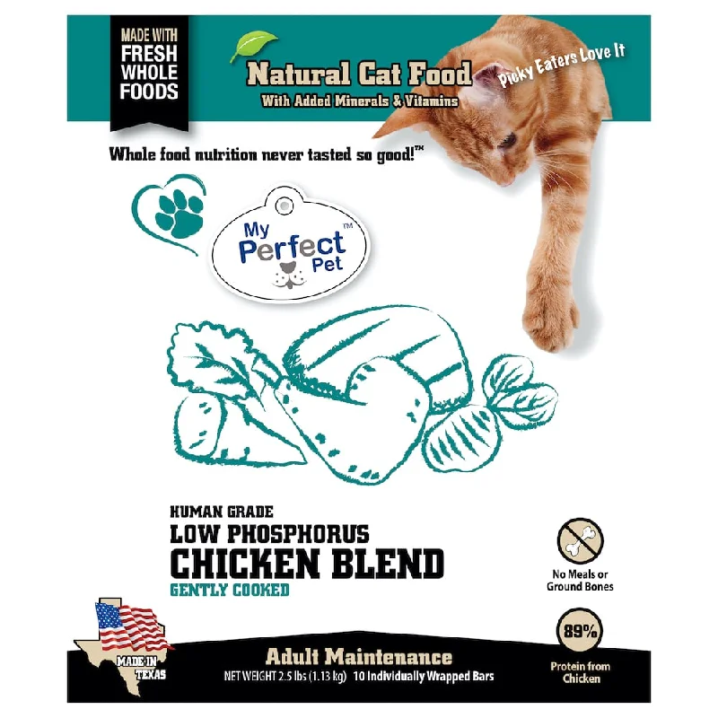 My Perfect Pet Frozen Gently Cooked Cat Food Low Phosphorus Carnivore Chicken Blend for Adults 2.5lb Bag - 10 individually wrapped bars