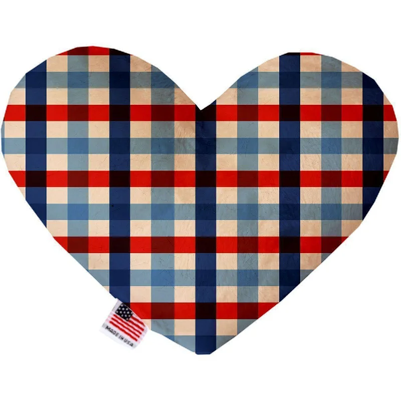 Heart Dog Toy Stuffing Free Patriotic Plaid