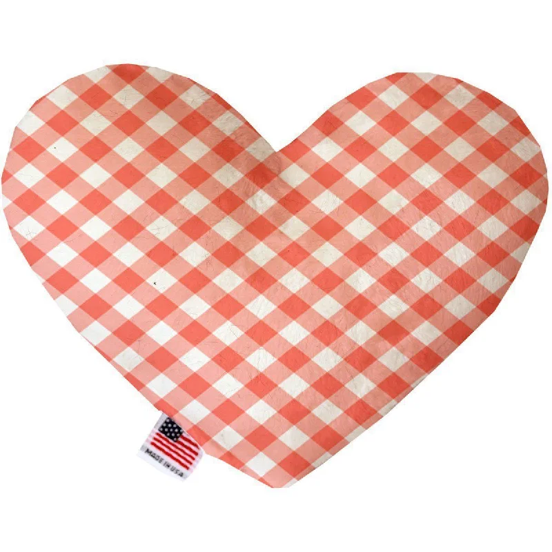 Heart Dog Toy Stuffing Free Peach Plaid