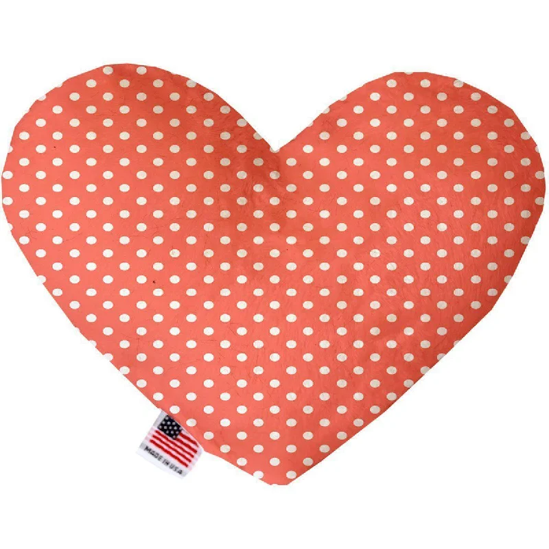 Heart Dog Toy Stuffing Free Peach Polka Dots