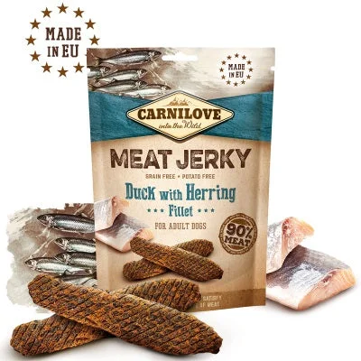 CARNILOVE Jerky Recompensă pentru câini, File de raţă şi hering 100g