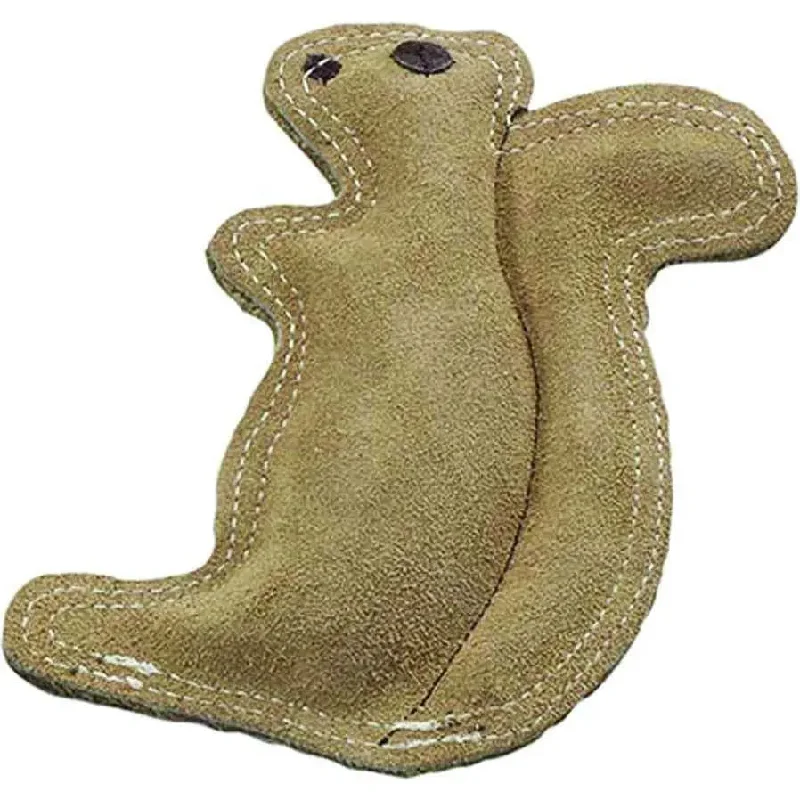 Dura-Fused Leather & Jute Dog Toy Squirrel Tan Small