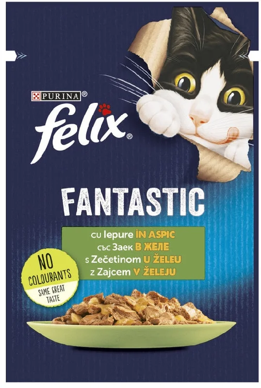 FELIX Fantastic Plic hrană umedă pentru pisici, cu Iepure 85g