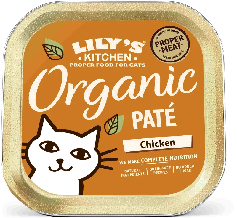 LILY'S KITCHEN Organic Pat pentru pisici, cu Pui, fără cereale 85g