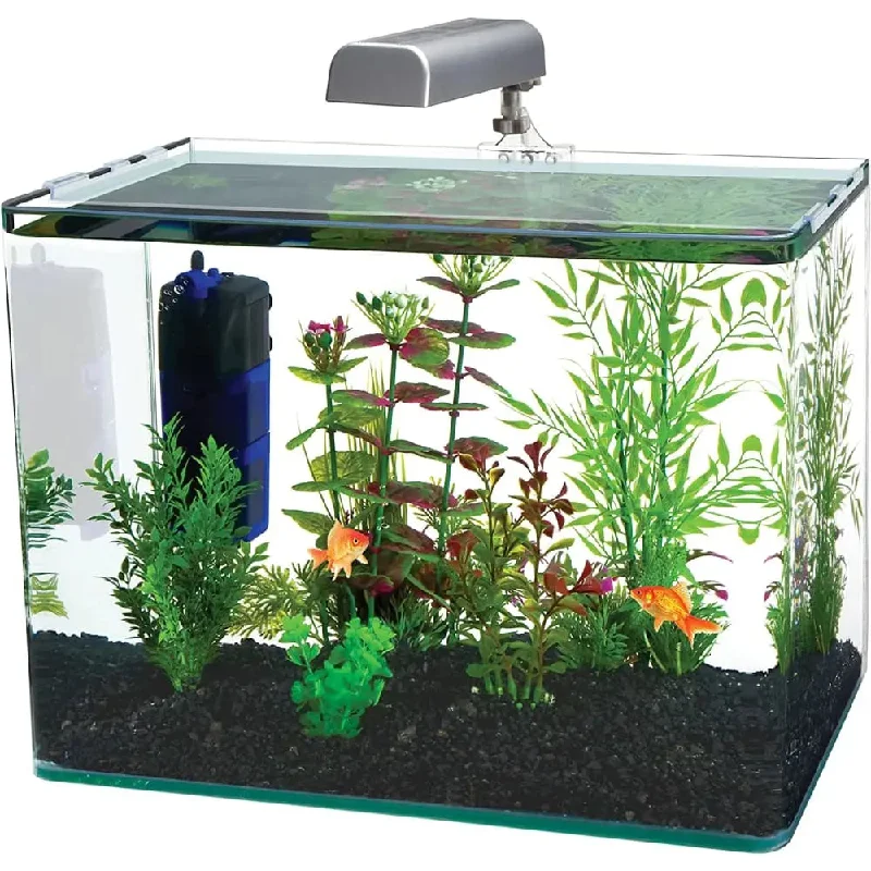 Penn-Plax Radius Aquarium Kit LED Light, Internal Filter Perfect for Shrimp & Fish 10 Gallon Tank