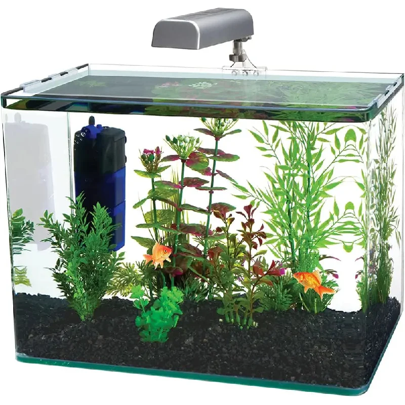 Penn-Plax Radius Aquarium Kit Small Fish Tank with Filter and Light 7.5 Gallon Tank