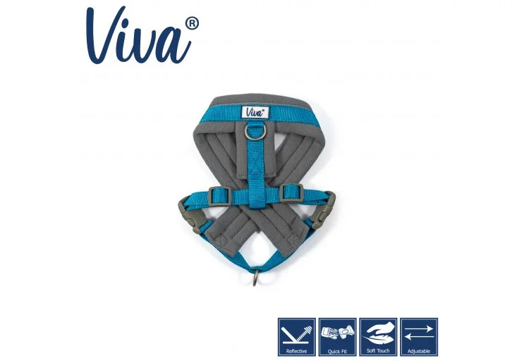 Ancol - Viva Nylon Padded Harness - Cyan - Medium (41-53cm)