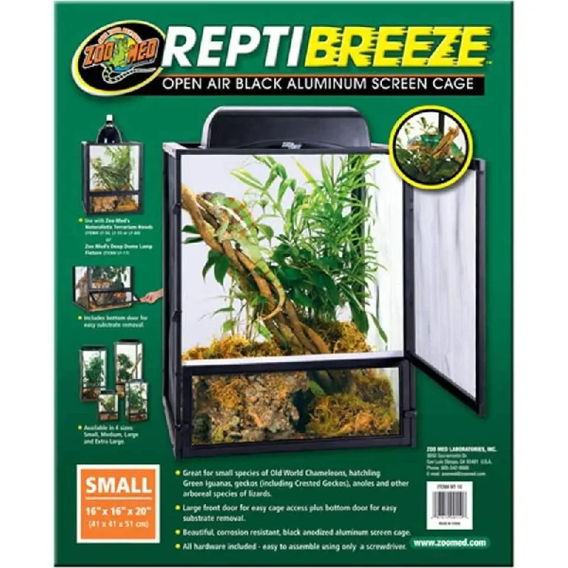 Zoo Med ReptiBreeze Open Air Aluminum Screen Cage Black